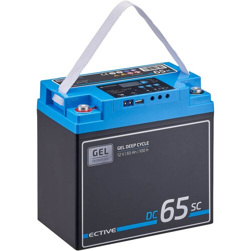 ECTIVE DC 65SC GEL Deep Cycle mit PWM-Ladegert und LCD-Anzeige 65Ah Versorgungsbatterie