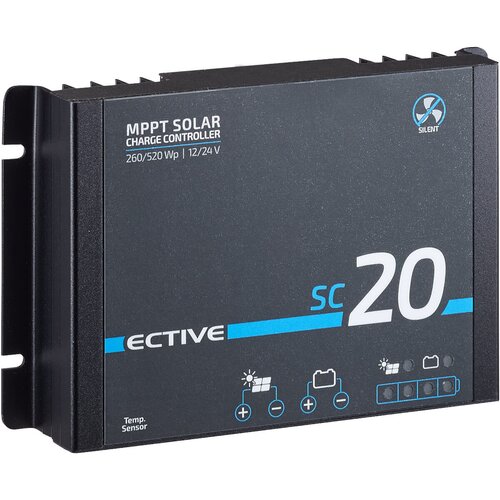 ECTIVE SC 20 SILENT Lfterloser MPPT Solar-Laderegler fr 12/24V Versorgungsbatterien 240Wp/480Wp 50V 20A