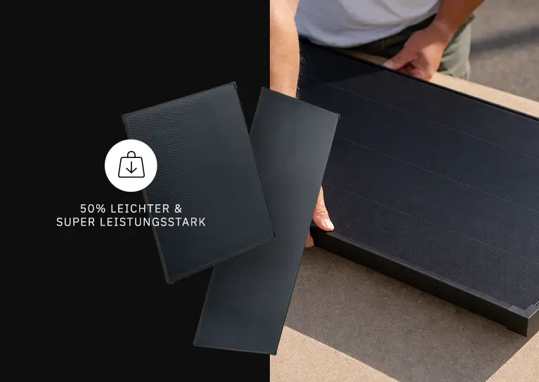 Unsere leichtesten Solarmodule – <br> volle Leistung bei 50 % weniger Gewicht