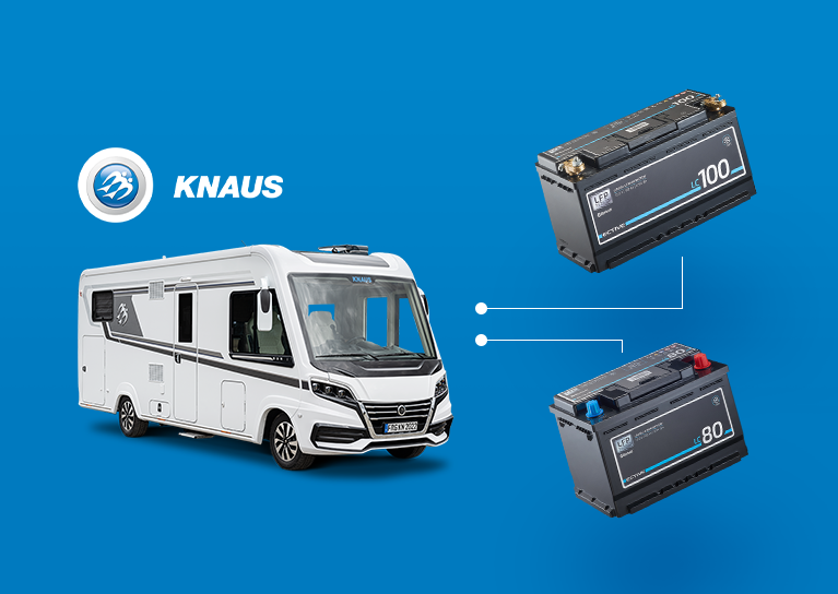 Knaus Wohnmobil mit Logo und ECTIVE Batterien