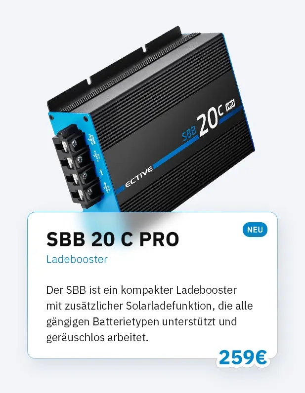 ECTIVE DSC PRO MPPT Solarladeregler mit NEU-Sticker und Produktbeschreibung – effizienter Solarladeregler für autarke Stromsysteme