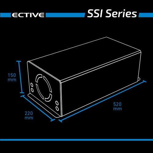 ECTIVE SSI 25 (SSI252) 12V 4in1 Sinus-Inverter 2500W/12V Sinus-Wechselrichter mit MPPT-Solarladeregler, Ladegerät und NVS