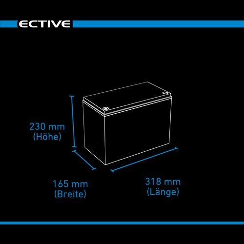 ECTIVE LC 100L LT 12V LiFePO4 Lithium Versorgungsbatterie 100 Ah