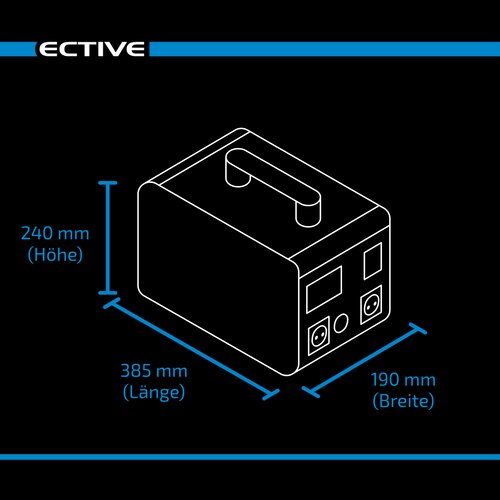 ECTIVE BlackBox 10 Powerstation 1000W 1036,8Wh Reine Sinuswelle 230V LiFePO4-Lithiumbatterie 40,5Ah 25,6V