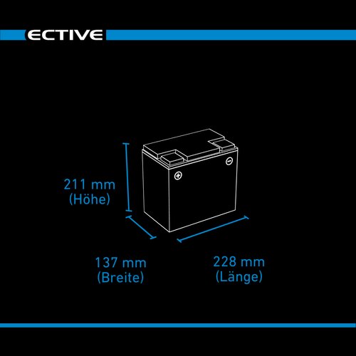 ECTIVE DC 65S AGM Deep Cycle mit LCD-Anzeige 65Ah Versorgungsbatterie