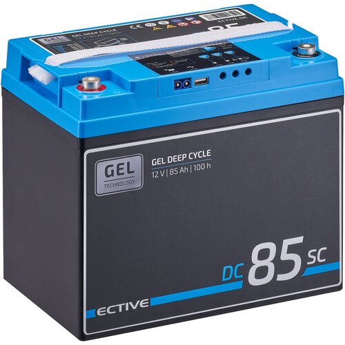 ECTIVE DC 85SC GEL Deep Cycle mit PWM-Ladegerät und LCD-Anzeige 85Ah Versorgungsbatterie