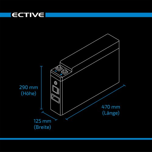ECTIVE LC 150 SLIM BT 12V LiFePO4 Lithium Versorgungsbatterie 150Ah (USt-befreit nach §12 Abs.3 Nr. 1 S.1 UStG)